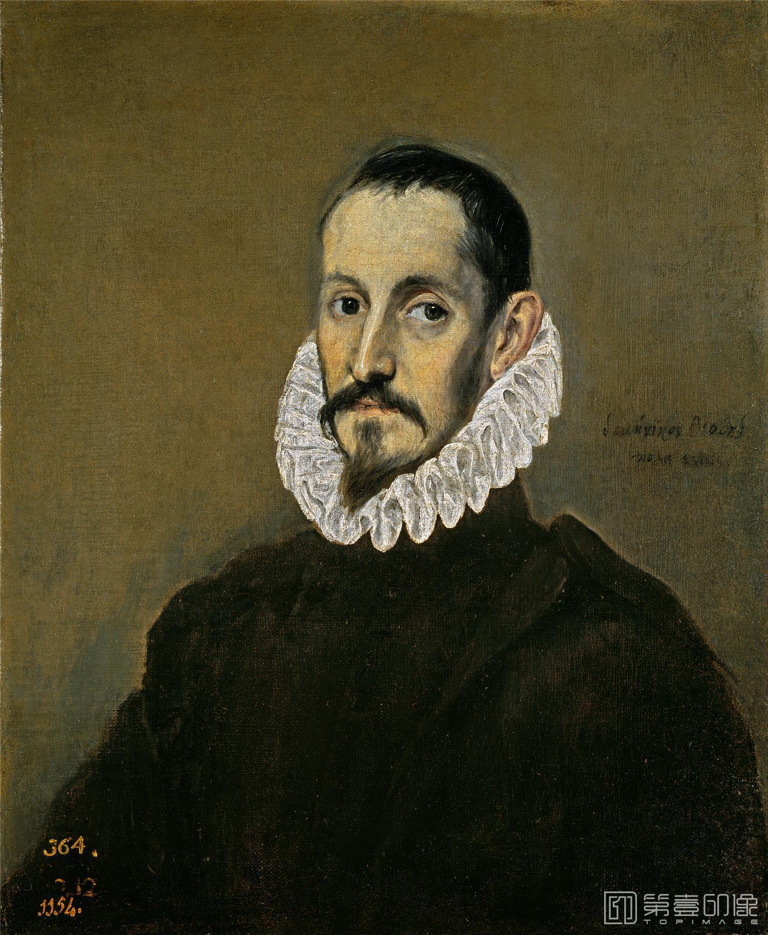 油画-西班牙普拉多美术馆油画藏画-El Greco-Un caballero-67cm x 55cm x 2cm-0799